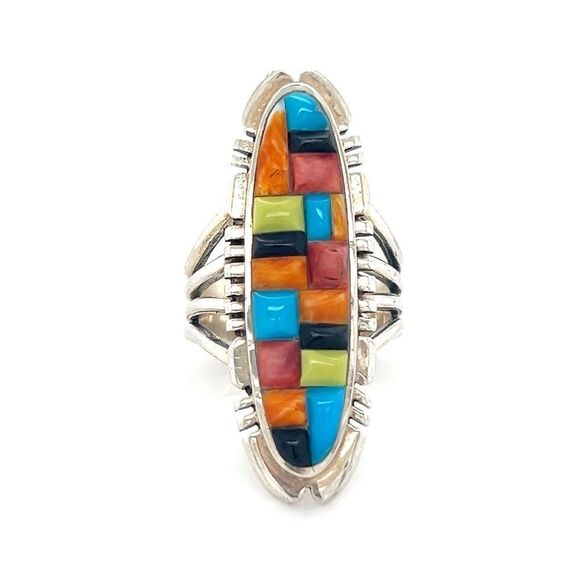 Jewelry - Sterling Multicolor Mosaic Stones Ring